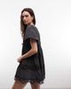 Daisy Street Daisy Street lace insert smock mini dress in gray-pink - 4