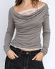 Daisy Street Daisy Street Lace Layered Long Sleeve Top in Grey, Women's at Urban Outfitters - 1