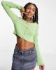 Daisy Street Daisy Street long sleeve ribbed crop top with contrast overlocking-Green - 1