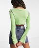 Daisy Street Daisy Street long sleeve ribbed crop top with contrast overlocking-Green - 4