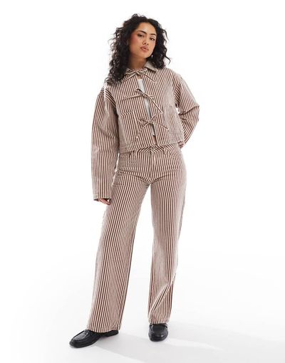Daisy Street Daisy Street low rise baggy jeans in red and ecru stripe jeans - part of a set