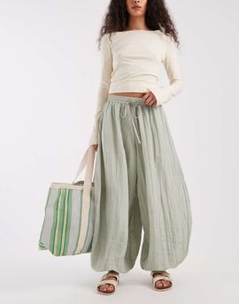Daisy Street Daisy Street low rise balloon pants in sage-Green