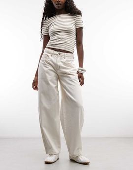 Daisy Street Daisy Street low rise barrel leg jeans in ecru-White