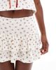 Daisy Street Daisy Street low rise pointelle mini skirt in red cream delicate floral - part of a set-Multi - 2