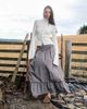 Daisy Street Daisy Street low rise shirred midi skirt with ruffle hem in multi check - 1