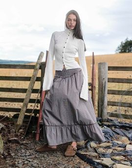 Daisy Street Daisy Street low rise shirred midi skirt with ruffle hem in multi check