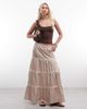 Daisy Street Daisy Street low rise tiered maxi skirt in beige micro floral-Neutral - 2