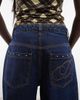 Daisy Street Daisy Street mid rise barrel leg studded jeans in blue wash - 4
