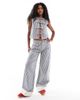 Daisy Street Daisy Street mid rise wide leg cuffed jeans in dark navy stripes - part of a set - 1