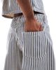 Daisy Street Daisy Street mid rise wide leg cuffed jeans in dark navy stripes - part of a set - 4