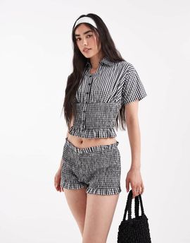 Daisy Street Daisy Street mini shorts in black gingham - part of a set