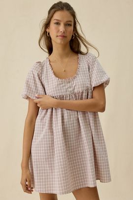 daisy street shirred plaid drop waist midi dress Daisy Street - Shirred Drop Waist Maxi Dress - Women - Cotton - 8 US
