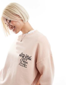 Daisy Street Daisy Street oversized graphic sweatshirt in washed peach-pink