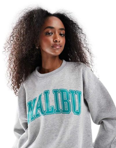 Daisy Street Daisy Street oversized malibu sweatshirt in light heather gray
