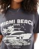 Daisy Street Daisy Street oversized t-shirt with miami beach graphic in charcoal-Black - 4