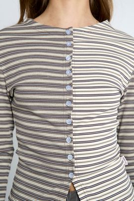 Daisy Street Daisy Street Pecan Contrast Stripe Cardigan in Grey, Women's at Urban Outfitters