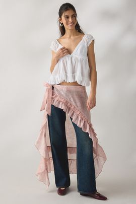 Daisy Street Daisy Street Pretty In Paisley Sheer Wrap High-Low Maxi Skirt in Pink, Women's at Urban Outfitters