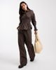 Daisy Street Daisy Street pull on drawstring pants in brown stripes - part of a set - 1