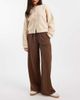 Daisy Street Daisy Street pull on drawstring pants in rust plaid-Brown - 1