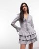 Daisy Street Daisy Street ruffle rara skirt mini dress in gray striped print - 1