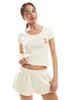 Daisy Street Daisy Street scoop neck top and shorts pajama set with bear graphic in buttermilk yellow - 4