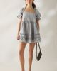 Daisy Street Daisy Street Seersucker Cotton Puff Sleeve Mini Dress in Grey, Women's at Urban Outfitters - 1