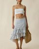 Daisy Street Daisy Street Seren Asymmetric Tiered Ruffle High-Low Midi Skirt in Light Blue, Women's at Urban Outfitters - 1