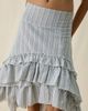 Daisy Street Daisy Street Seren Asymmetric Tiered Ruffle High-Low Midi Skirt in Light Blue, Women's at Urban Outfitters - 3