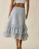 Daisy Street Daisy Street Seren Asymmetric Tiered Ruffle High-Low Midi Skirt in Light Blue, Women's at Urban Outfitters - 4