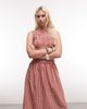 Daisy Street Daisy Street shirred drop waist midaxi dress in red plaid - 4