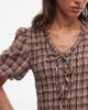 Daisy Street Daisy Street shirred drop waist midi dress with puff sleeves and tie front in brown check - 4
