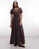 Daisy Street Daisy Street shirred maxi dress with tie front in purple plaid - 1