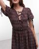 Daisy Street Daisy Street shirred maxi dress with tie front in purple plaid - 4