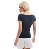Daisy Street Daisy Street square neck jersey top in charcoal-Black - 3