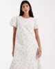 Daisy Street Daisy Street throw on smock midi dress with puff sleeves in white delicate floral - 3