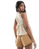 Daisy Street Daisy Street tie side smock top in brown and white plaid - 3