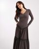 Daisy Street Daisy Street tiered dropped waist maxi dress in washed gray brown-Multi - 2