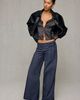 Daisy Street Daisy Street Torrone Belt Detail Cotton Wide Leg Pants in Navy, Women's at Urban Outfitters - 1