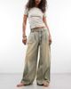 Daisy Street Daisy Street wide leg jeans with star buttons in dark wash-Blue - 1