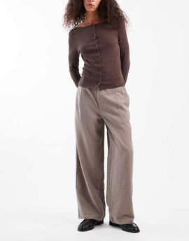 Daisy Street Daisy Street wide leg tapered pants in gray pinstripe