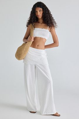 Daisy Street Daisy Street X Aicha Eyelet Lace Wrap Skirt Pants in White, Women's at Urban Outfitters