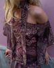 Daisy Street Daisy Street x Emma Jean chiffon asymmetric hem top with matching scarf in brown paisley - part of a set - 3