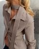 Daisy Street Daisy Street x Emma Jean fitted shirt with matching scarf in neutral stripes - 3