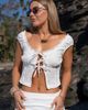 Daisy Street Daisy Street x Molly McFarlane tie front embroidered textured blouse in white - part of a set - 2