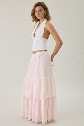 Daisy Street Daisy Street Zefir Embroidered Tiered Maxi Skirt in Pink, Women's at Urban Outfitters
