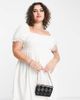 Daisy Street Plus Daisy Street Plus mini milkmaid tea dress with puff sleeves in white - 1