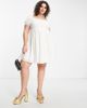 Daisy Street Plus Daisy Street Plus mini milkmaid tea dress with puff sleeves in white - 4