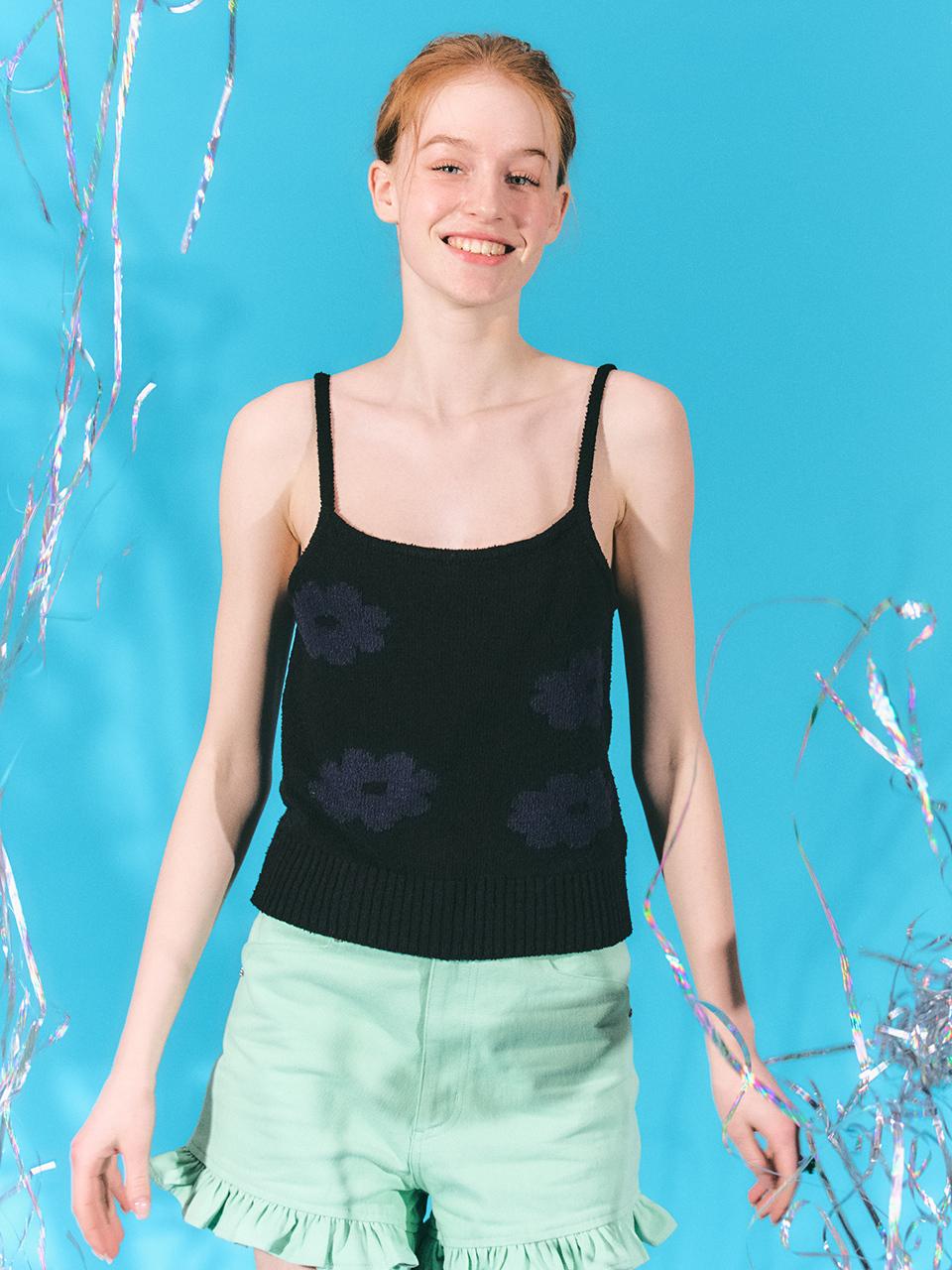 DAISY SYNDROME Blooming Sleeveless Knit Top - Black