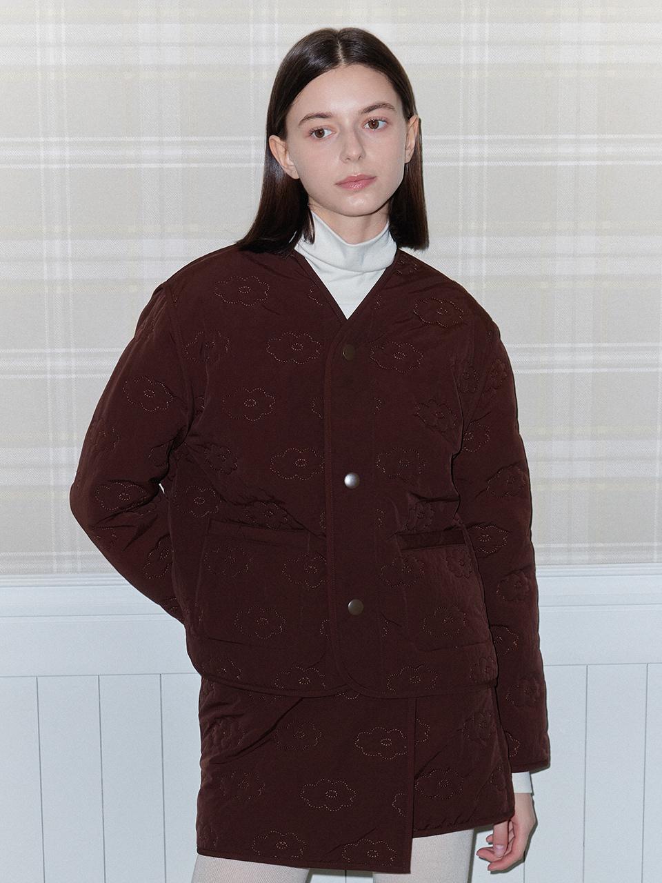 DAISY SYNDROME BLOSSOM QUILTING JACKET brown
