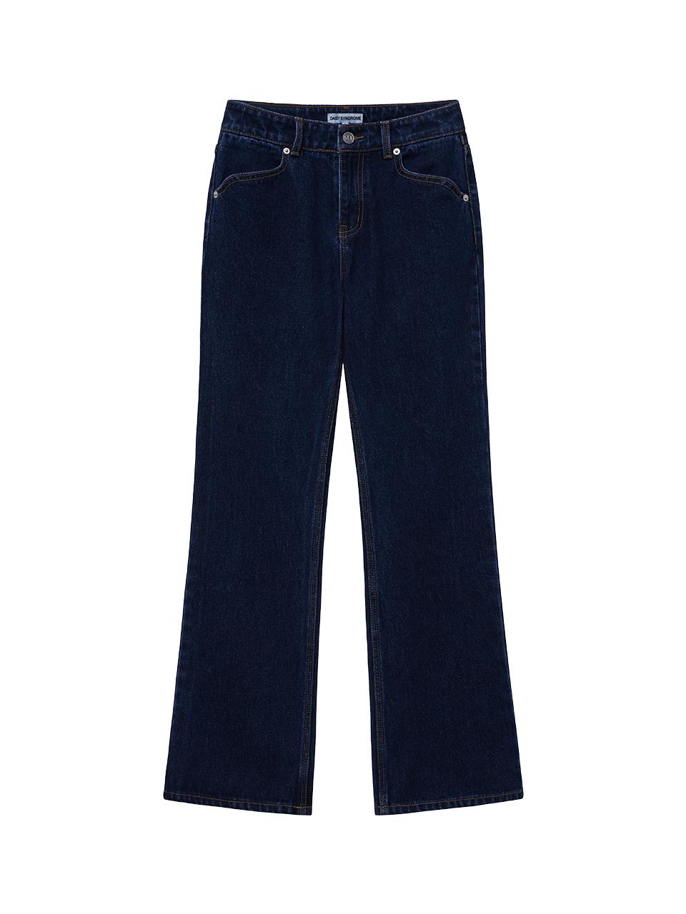 DAISY SYNDROME FLORAL SEMI BOOTS-CUT DENIM PANTS_blue